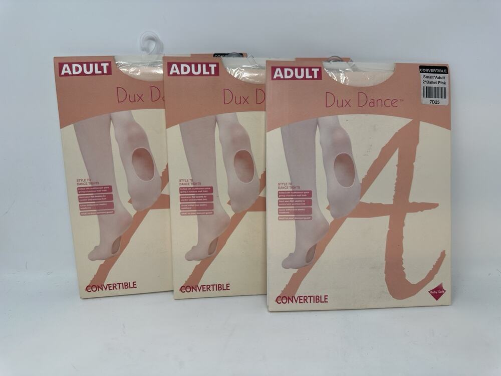 3X New Adult Convertible Soft Ballet Pink Dance Tights Women's Small Style 7D